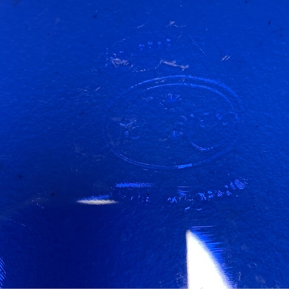 Vintage Cobalt Blue Glass Bowl Colorex Brazilian Fluted Scalloped Signed 9 1/2” - Picture 6 of 7